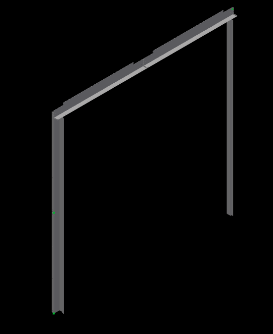 3D rendering of galvanized steel wall flashing kit frame viewed from a rear angle, designed to finish and insulate the doorway of standard and high cube shipping containers.