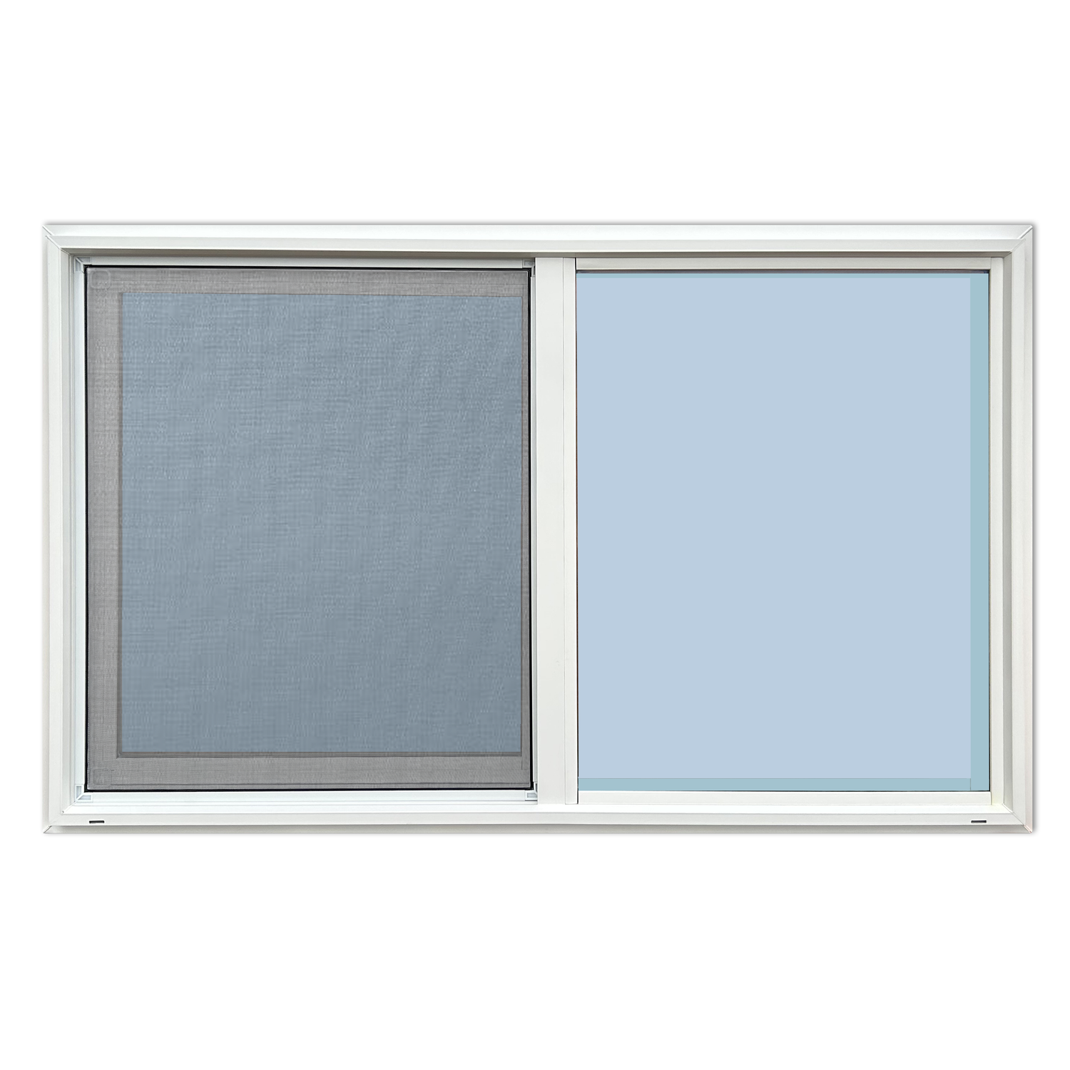 48x30 inch horizontal sliding vinyl window for shipping container side walls, with screen and white frame – window only or frame bundle available