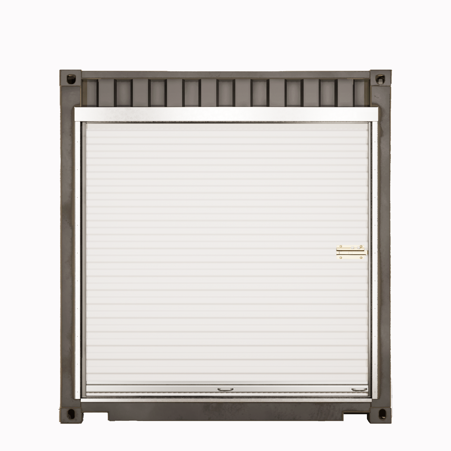 Roll-up door framing kit installed on shipping container sidewall, compatible with Janus Model 650 roll-up doors; framing only, door not included