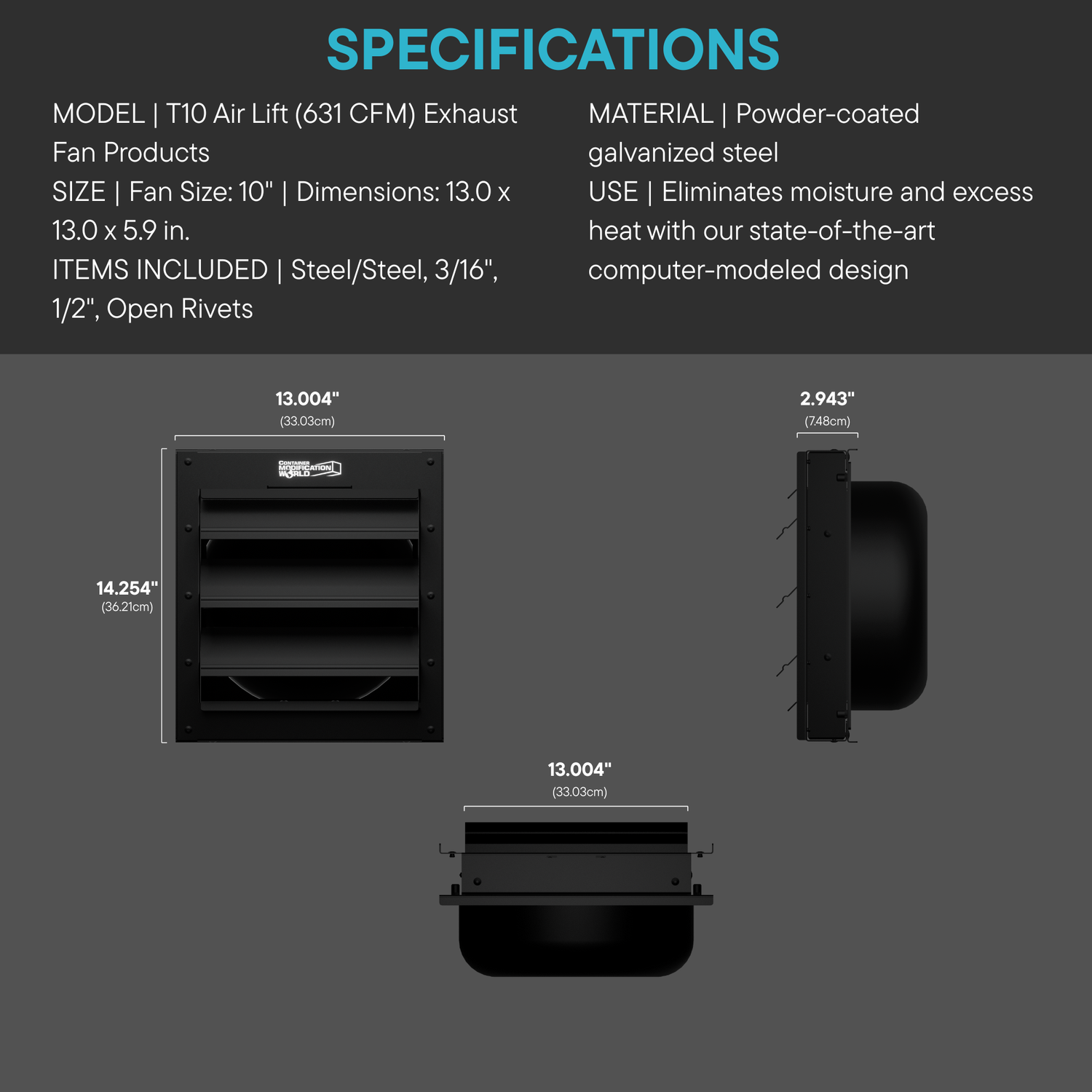 BIG AIR® T10 Air Lift (631 CFM) Electric Exhaust Fan