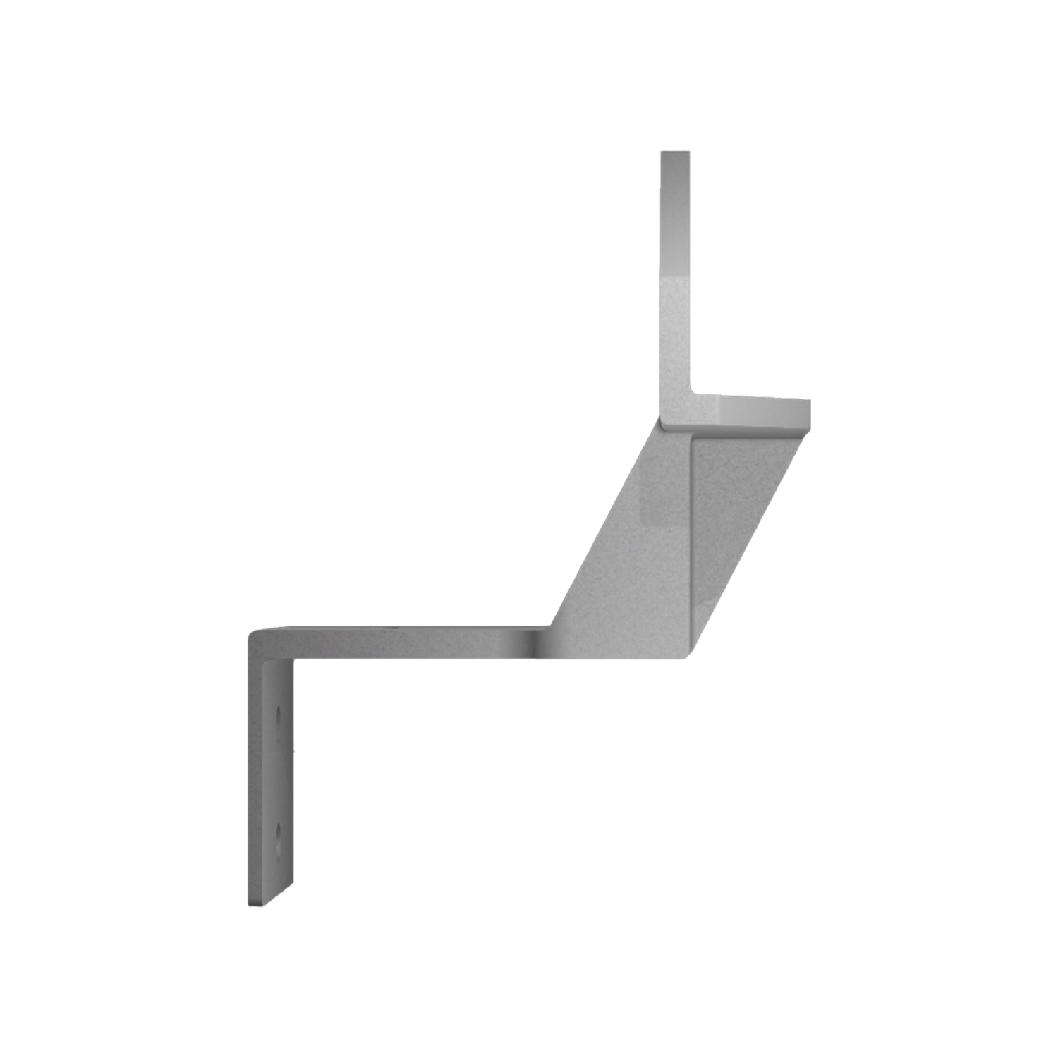 Side profile of the composite steel stud bracket showing its thickness, mounting points, and fire-resistant composite material construction designed for container interiors.