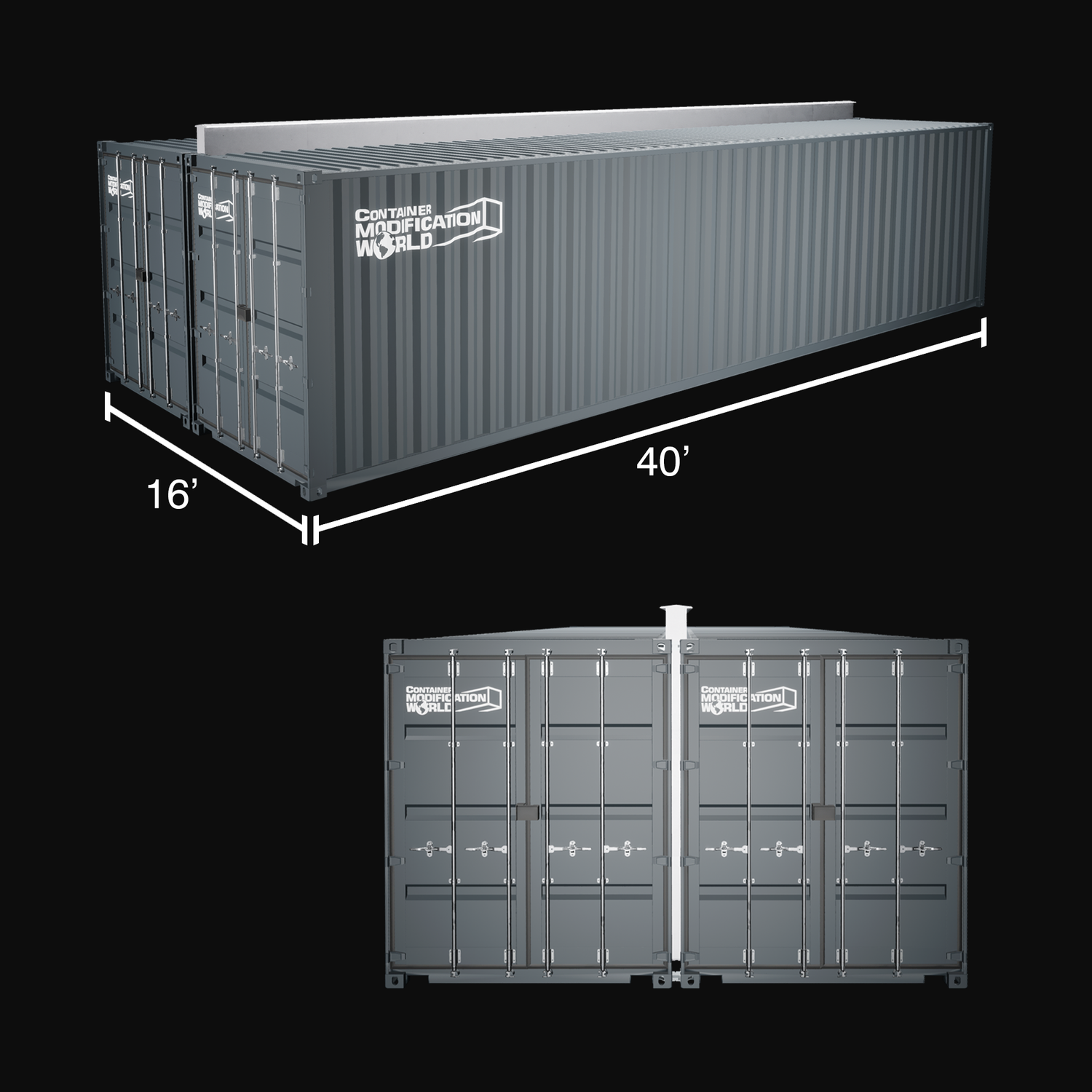 40' Double-Wide Shipping Container Connection Kit with Weld-Free Header - BETA 1.0