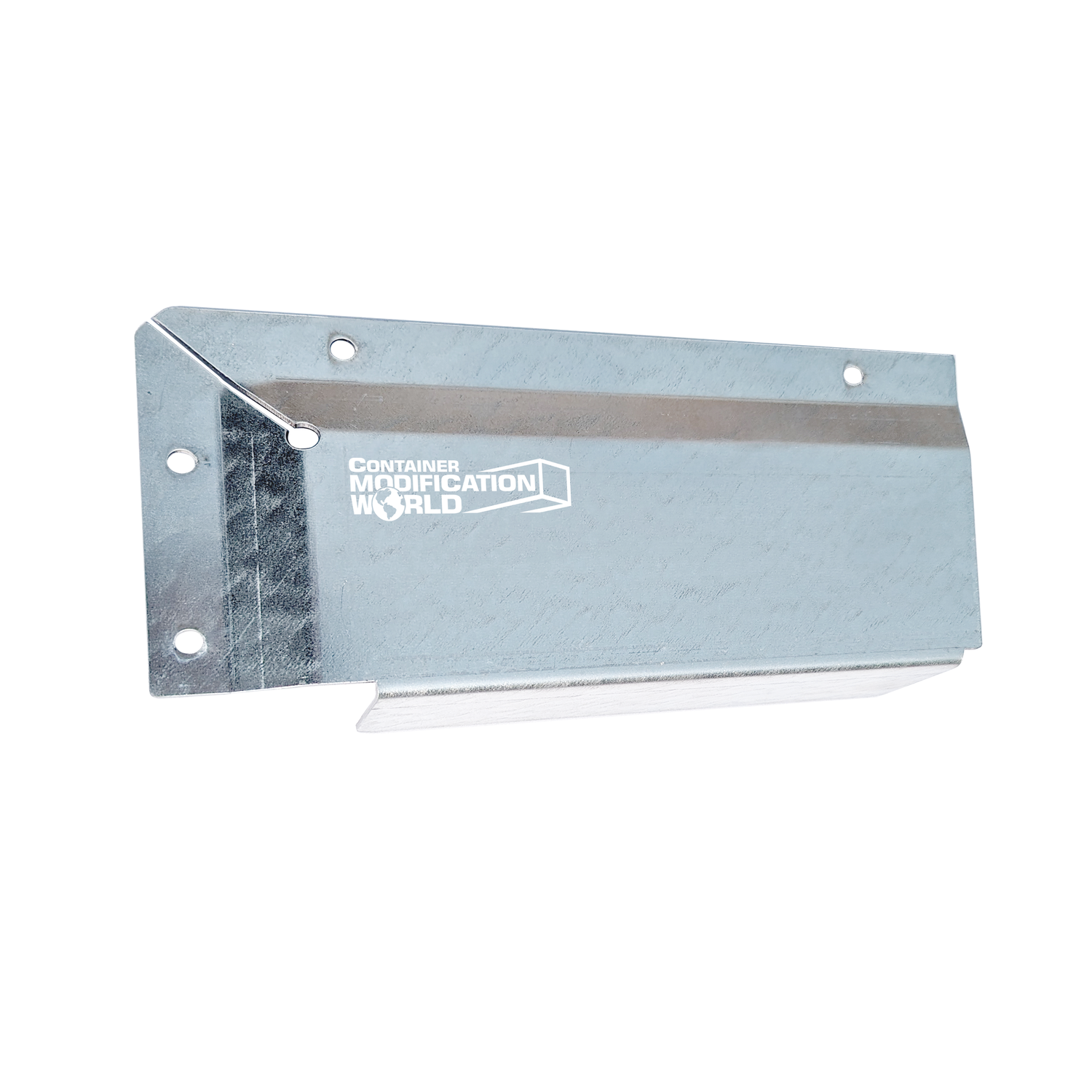 Close-up of fork pocket covers for shipping containers, showing design details and mounting holes before installation