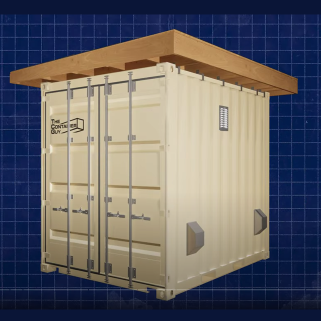 Galvanized steel wood truss brackets securely installed on a shipping container, supporting a sturdy wood roof frame without penetrating the container interior.