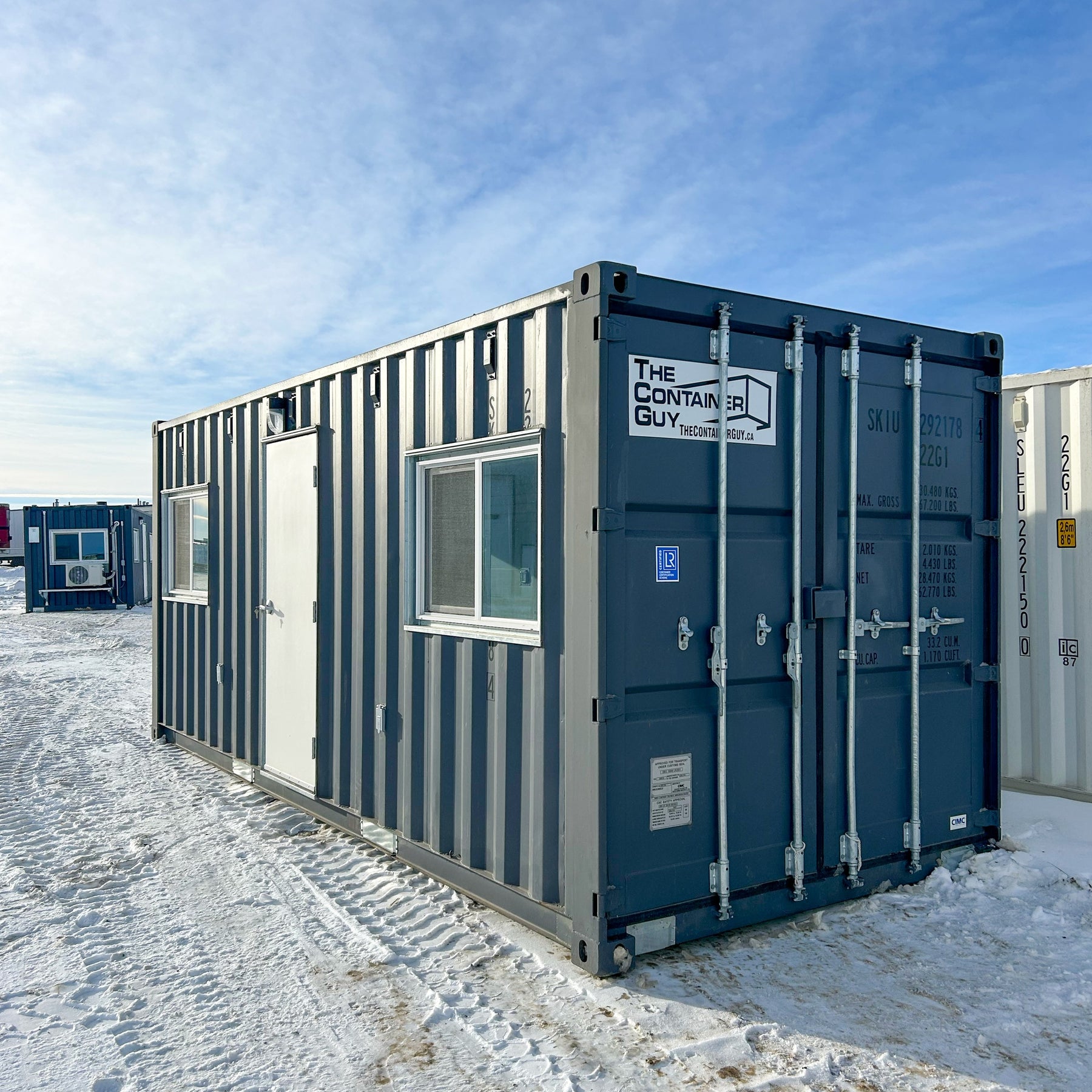20 foot GLO ground level office container yard angle exterior