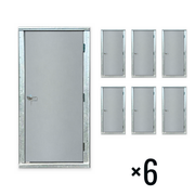 Six 36-inch by 80-inch insulated steel man door and frame kits for shipping containers