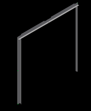 3D rendering of galvanized steel wall flashing kit frame viewed from a rear angle, designed to finish and insulate the doorway of standard and high cube shipping containers.
