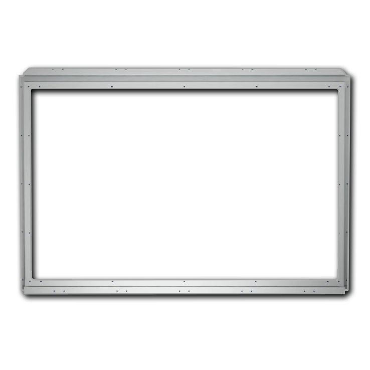 Steel window framing kit for shipping containers, featuring a galvanized frame for vinyl windows with pre-drilled holes for easy installation on side or end wall corrugations.