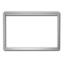 Steel window framing kit for shipping containers, featuring a galvanized frame for vinyl windows with pre-drilled holes for easy installation on side or end wall corrugations.