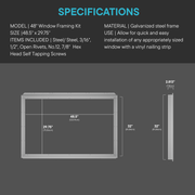 48" x 30" End Wall Vinyl Sliding Window Framing Kit