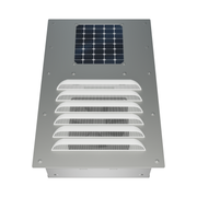 BigAir 57 CFM solar vent with aluminum frame designed for shipping container ventilation, reducing moisture and heat buildup