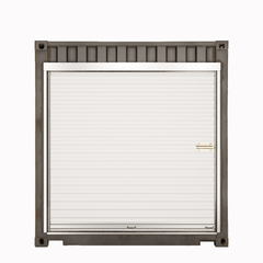 Roll-up door framing kit installed on shipping container sidewall, compatible with Janus Model 650 roll-up doors; framing only, door not included