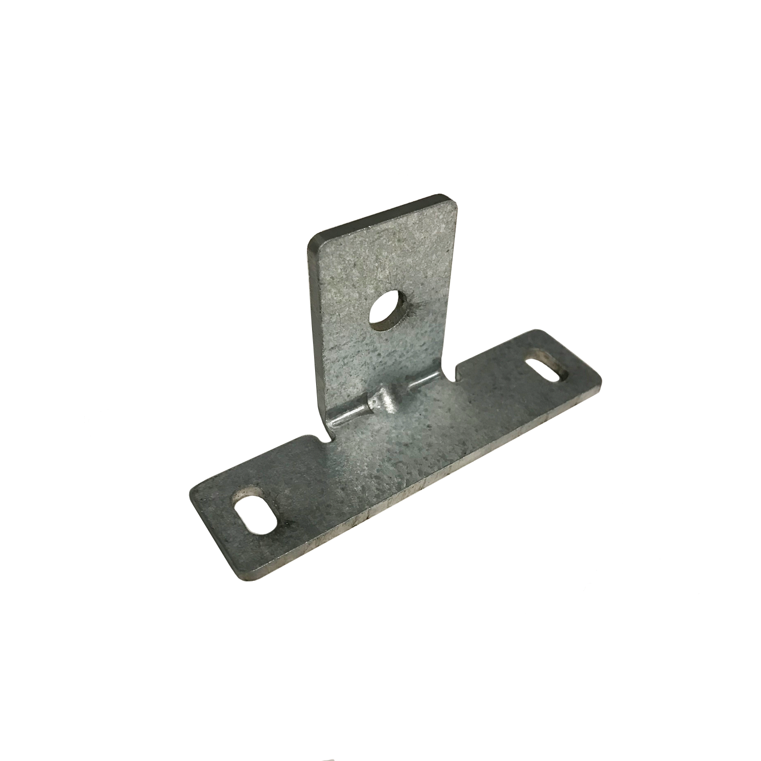 Galvanized steel strut mounting bracket for shipping containers, designed to fit ISO 9910 corrugations without welding or exterior screws.

