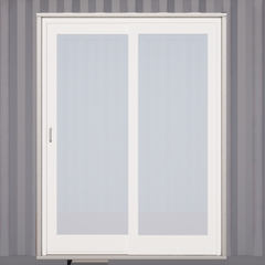 Close-up of galvanized steel patio door frame with sliding door panel, showcasing durable construction and smooth operation