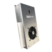 Rear view of the BigAir 57 CFM solar vent showing the AC Infinity fan and aluminum frame, designed for easy installation on shipping container walls and doors.