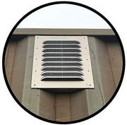 BigAir 45 Louvered Vent installed on the upper sidewall of a shipping container, showcasing durable aluminum frame and horizontal vent slats for airflow and moisture control.