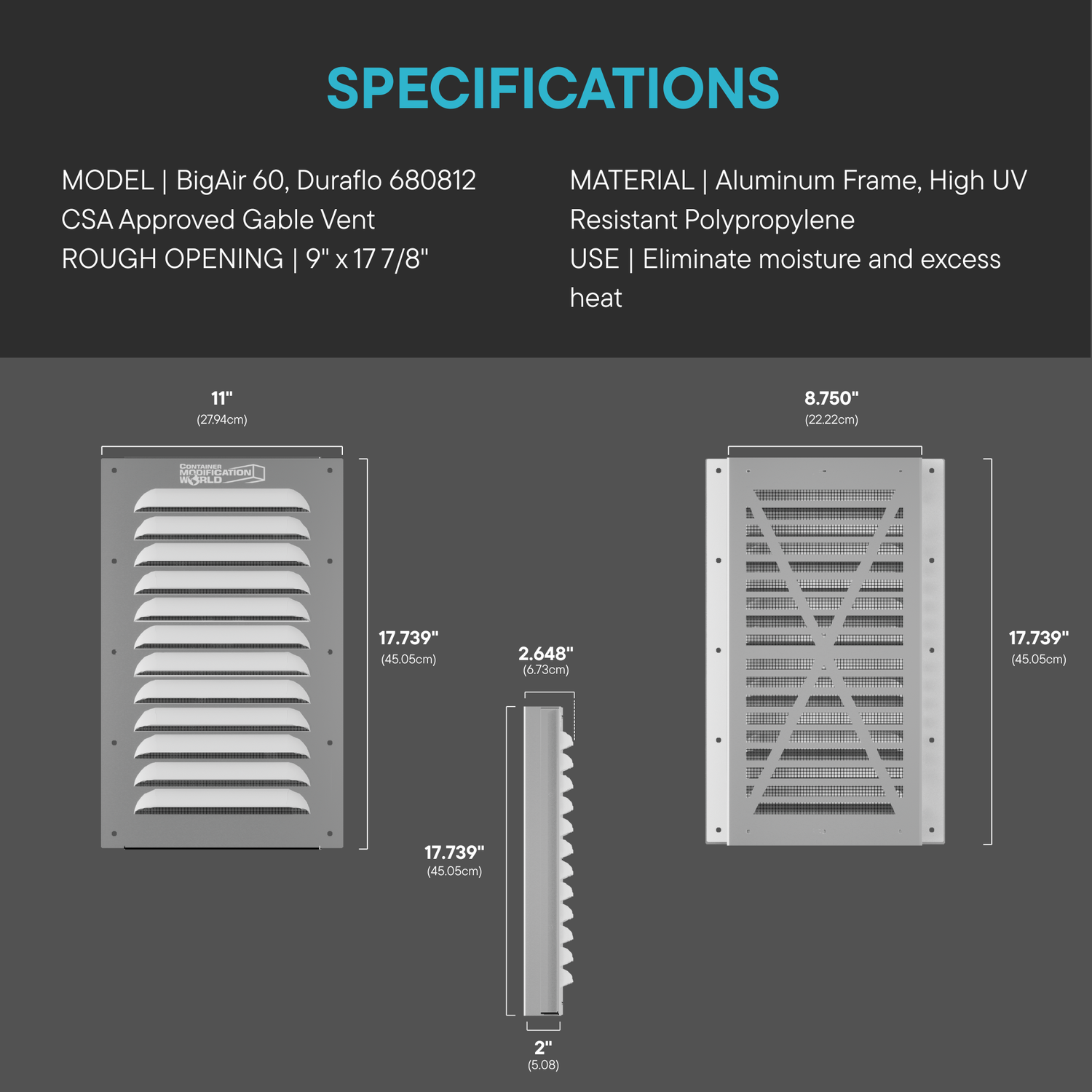BigAir™ 60 Louvered Gable Vents
