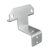 A silver aluminum steel stud framing bracket with multiple holes for screws.