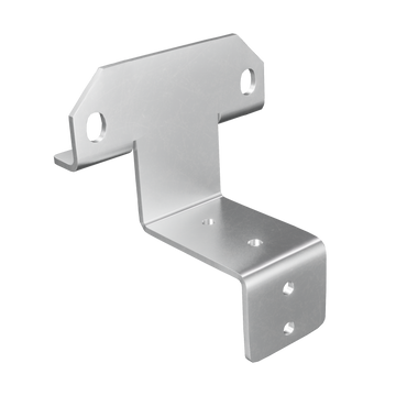 A silver aluminum steel stud framing bracket with multiple holes for screws.