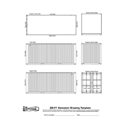 20 ft Container Drawing Template