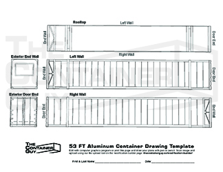 The Container Guy - 53 Ft Container Drawing Template